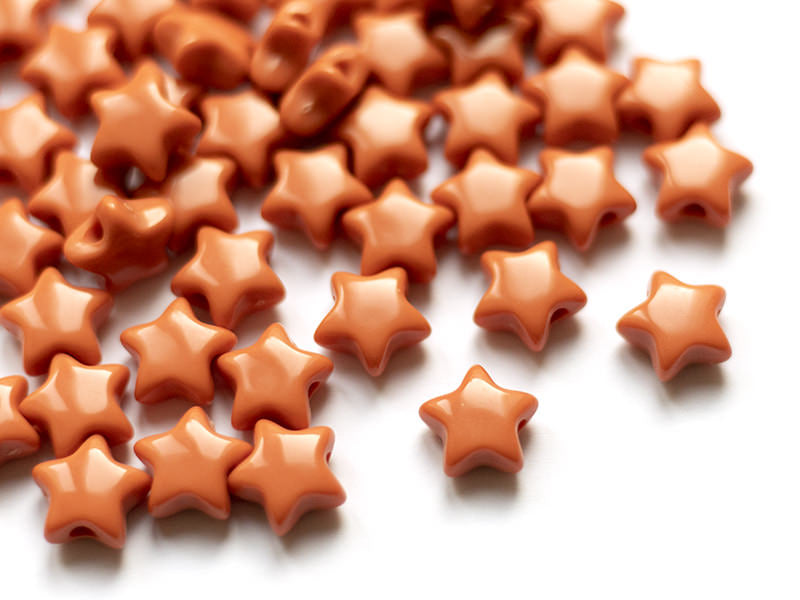achat 50 perles en plastique - étoile 15 mm - orange terracotta