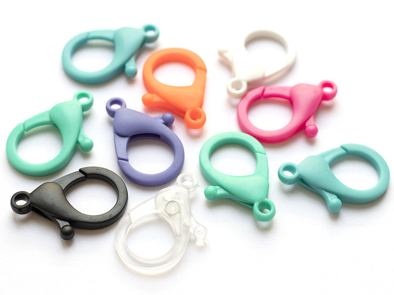 Achat 10 fermoirs mousqueton en plastique - 35 x 24 mm - mix multicolore
