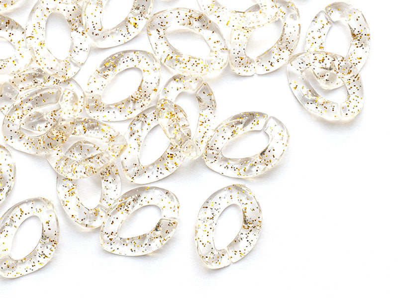 Achat 50  maillons en plastique 23 x 16 mm - à connecter pour création de chaîne - transparent à paillettes