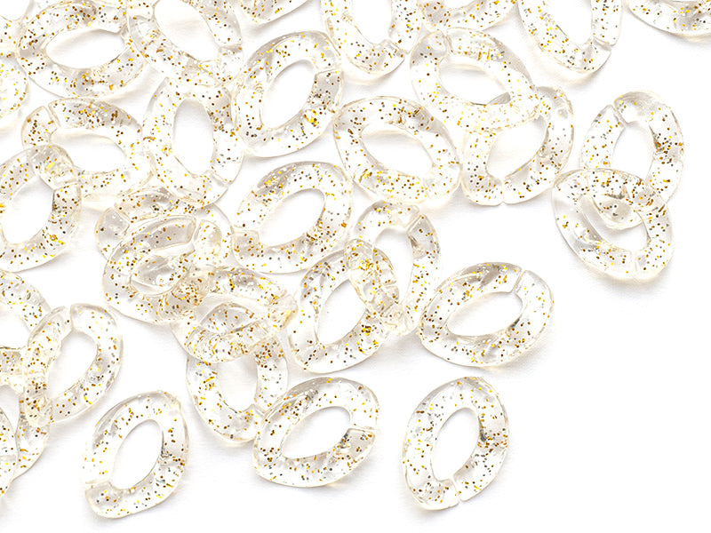 achat 50  maillons en plastique 23 x 16 mm - à connecter pour création de chaîne - transparent à paillettes