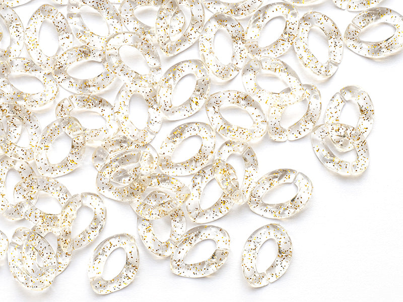 achat 50  maillons en plastique 23 x 16 mm - à connecter pour création de chaîne - transparent à paillettes