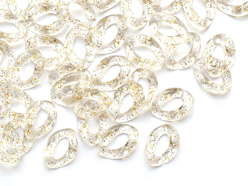 achat 50  maillons en plastique 23 x 16 mm - à connecter pour création de chaîne - transparent à paillettes