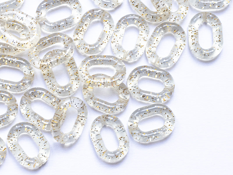 Achat 50  maillons ovales en plastique 19 x 14 mm - à connecter pour création de chaîne - transparent à paillettes