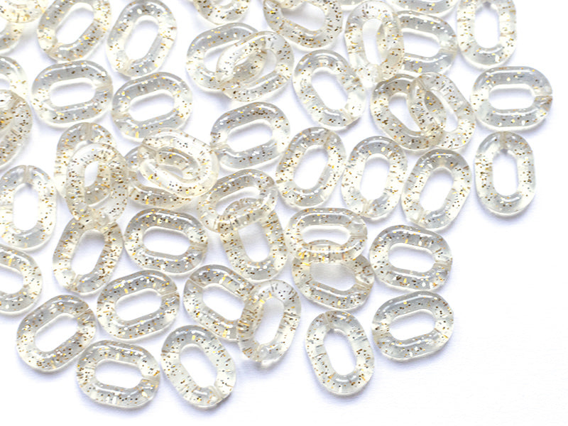 achat 50  maillons ovales en plastique 19 x 14 mm - à connecter pour création de chaîne - transparent à paillettes