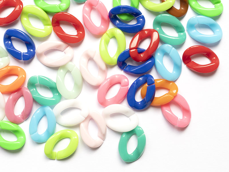 achat 20  maillons en plastique 23 x 16 mm - à connecter pour création de chaîne - mix multicolore
