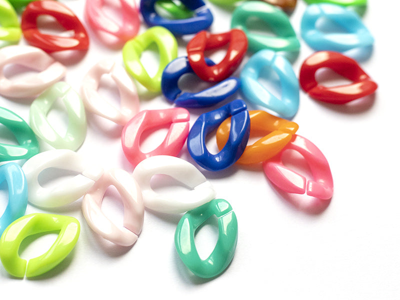 Achat 20  maillons en plastique 23 x 16 mm - à connecter pour création de chaîne - mix multicolore