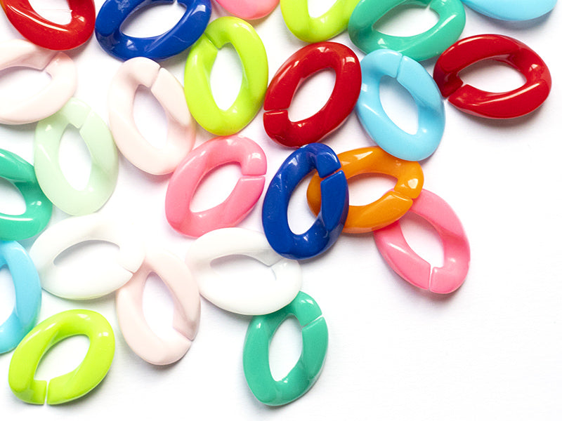 achat 20  maillons en plastique 23 x 16 mm - à connecter pour création de chaîne - mix multicolore
