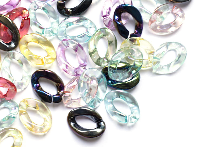 achat 50 maillons en plastique 22 x 16 mm - à connecter pour création de chaîne - transparent irisé