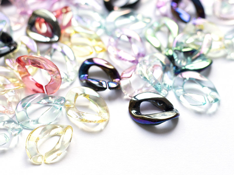 Achat 50 maillons en plastique 22 x 16 mm - à connecter pour création de chaîne - transparent irisé