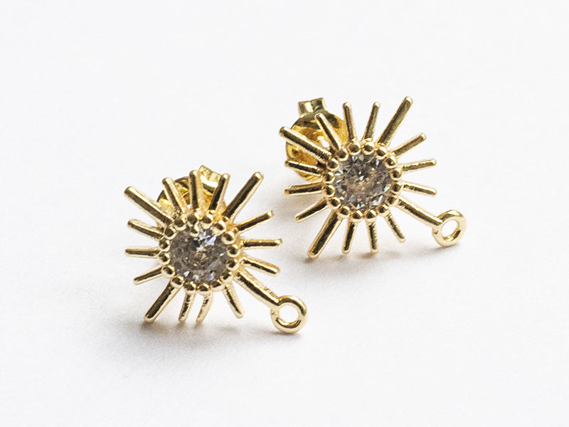 Achat Paire de boucles d'oreilles soleil - doré à l'or fin 18K - 14 mm