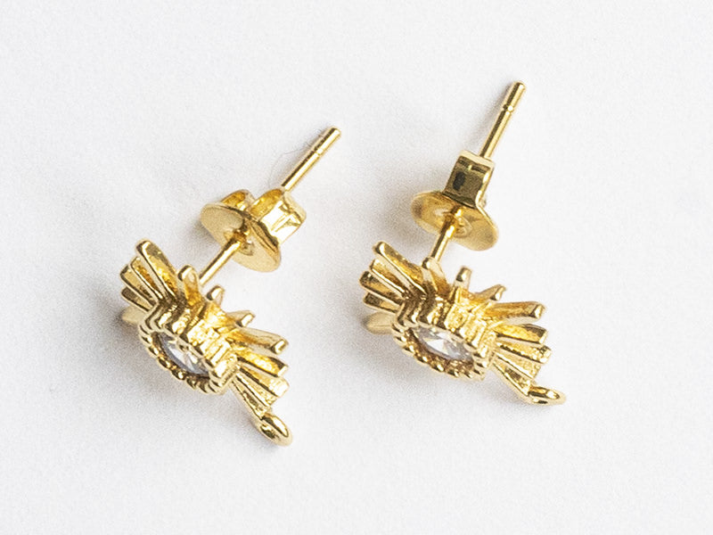 achat Paire de boucles d'oreilles soleil - doré à l'or fin 18K - 14 mm