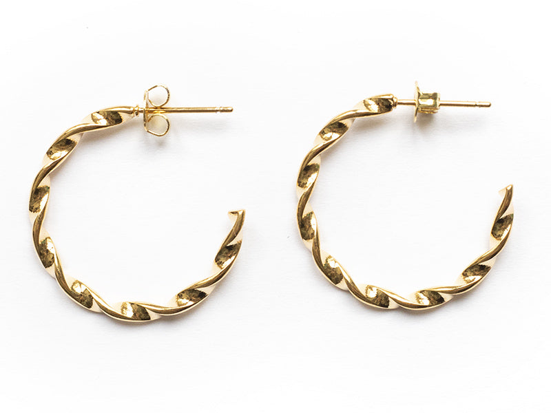 achat Paire boucle d'oreilles créoles  fine torsade - doré à l'or fin 18K - 25 mm