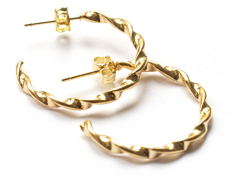 Achat Paire boucle d'oreilles créoles  fine torsade - doré à l'or fin 18K - 25 mm