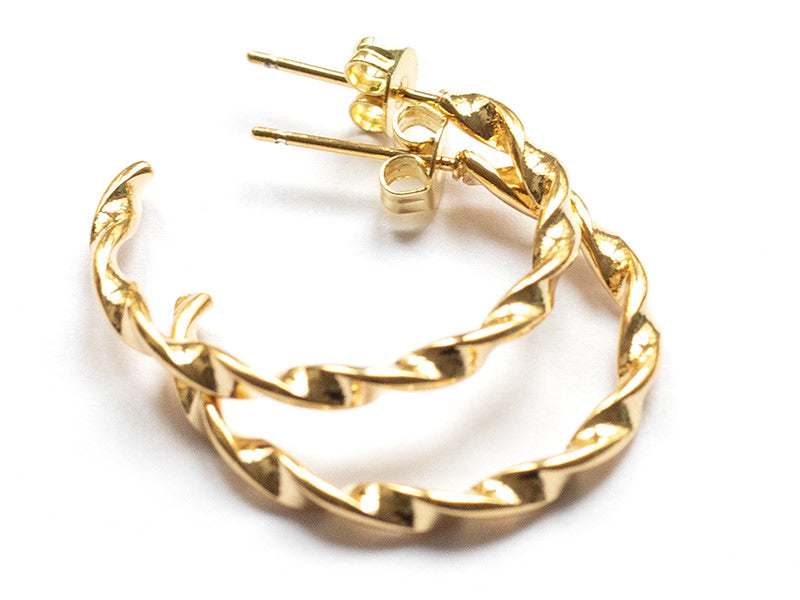 achat Paire boucle d'oreilles créoles  fine torsade - doré à l'or fin 18K - 25 mm