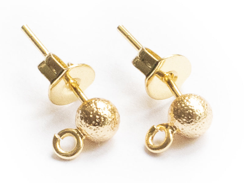 achat Paire de boucles d'oreilles puces petites boules 18K - doré à l'or fin