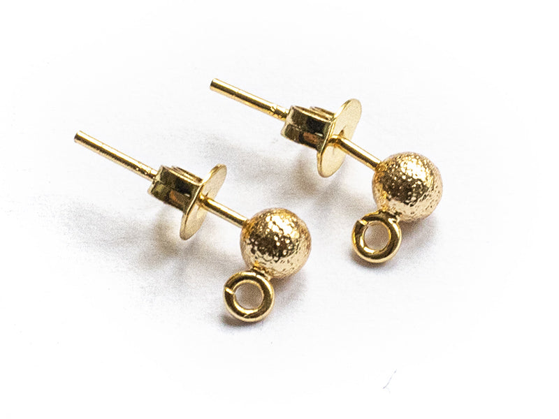 Achat Paire de boucles d'oreilles puces petites boules 18K - doré à l'or fin