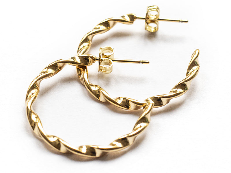 achat Paire boucle d'oreilles créoles  fine torsade - doré à l'or fin 18K - 25 mm