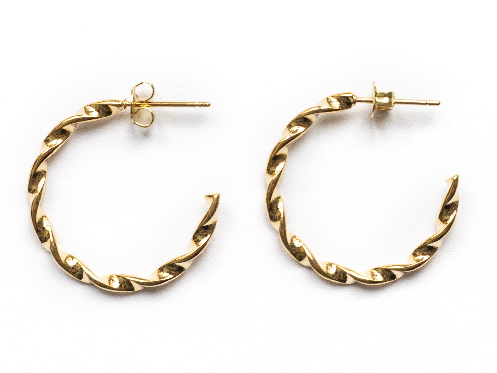 achat Paire boucle d'oreilles créoles  fine torsade - doré à l'or fin 18K - 25 mm