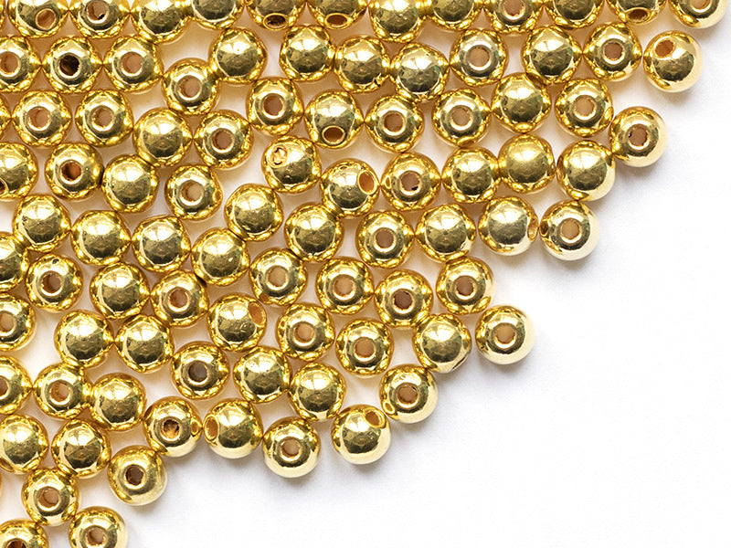 achat 100 perles en plastique rondes - 6 mm - doré