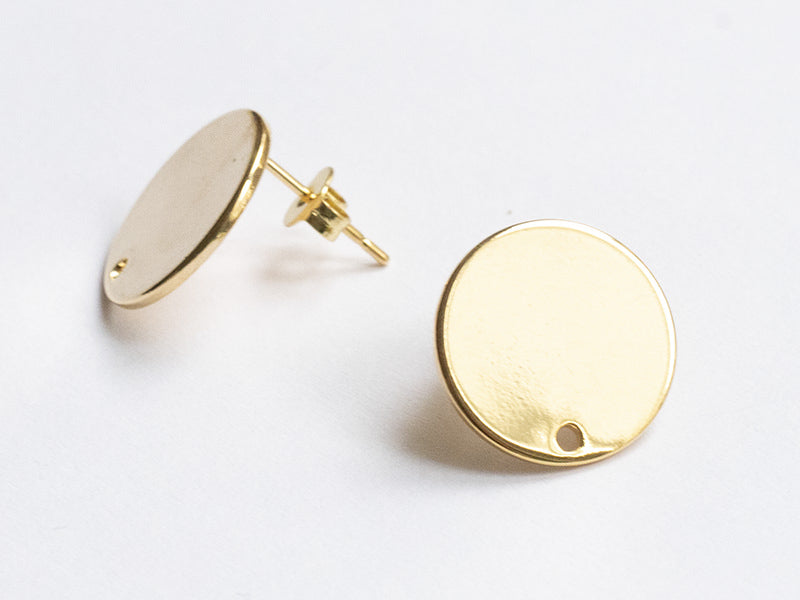 achat Paire de boucles d'oreilles puces 18K - doré à l'or fin - 15 mm