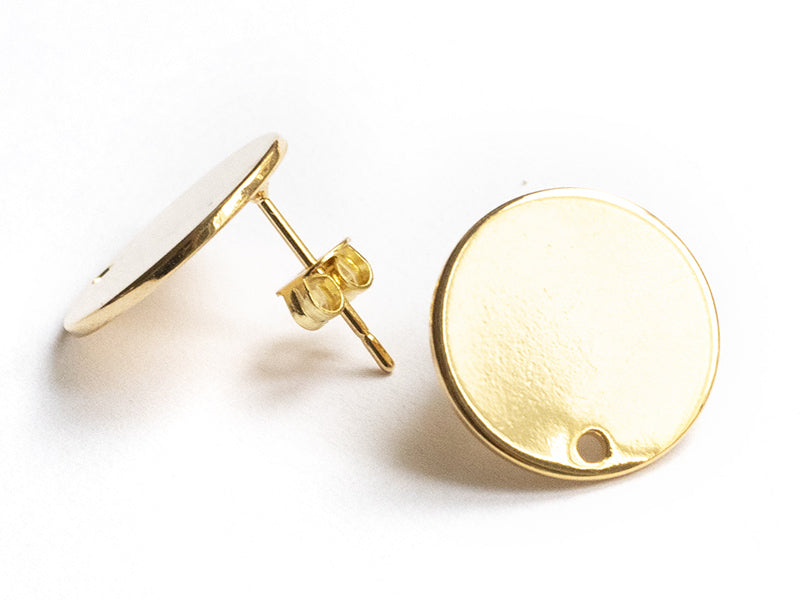 achat Paire de boucles d'oreilles puces 18K - doré à l'or fin - 15 mm