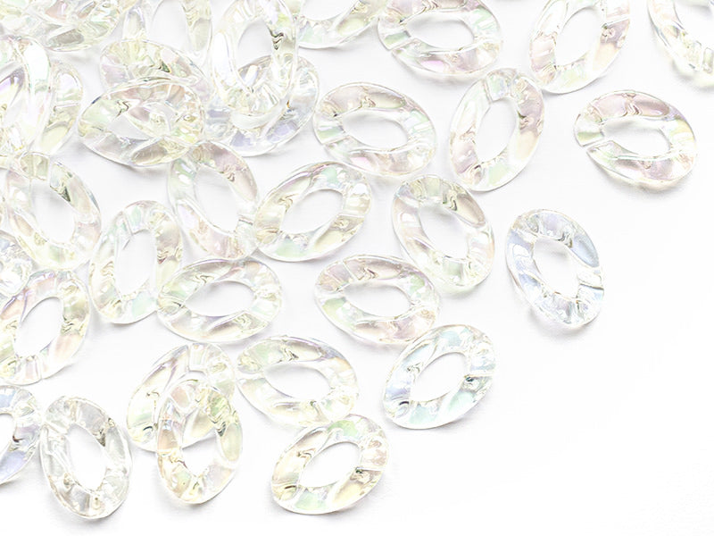 Achat 50 grands maillons en plastique 30 x 21 mm - à connecter pour création de chaîne - blanc nacré et irisé