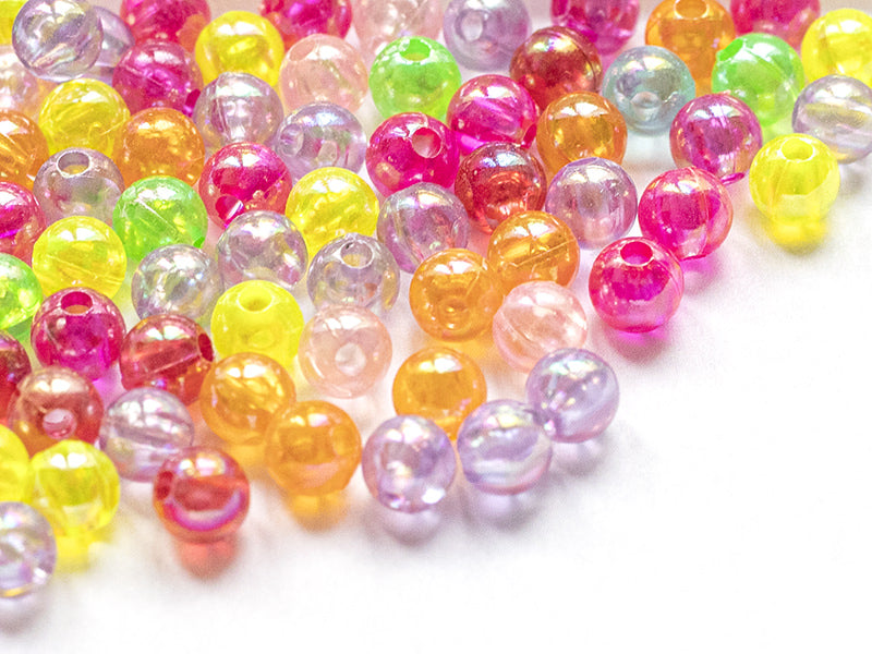 achat 100 perles en plastique - rondes 6 mm - nacrées