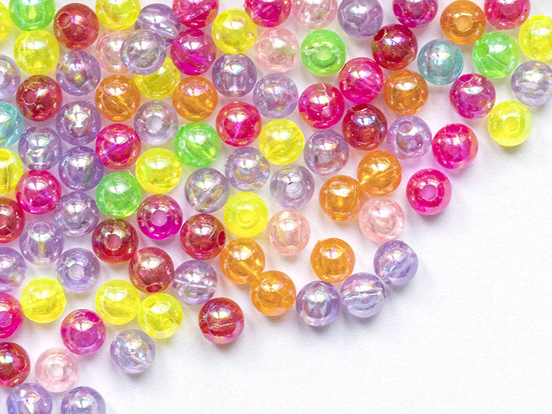 achat 100 perles en plastique - rondes 6 mm - nacrées