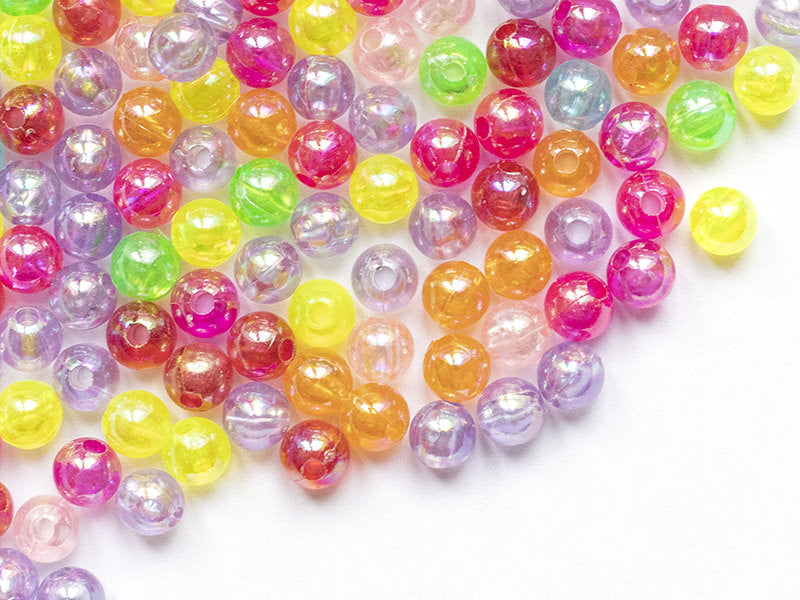 achat 100 perles en plastique - rondes 6 mm - nacrées