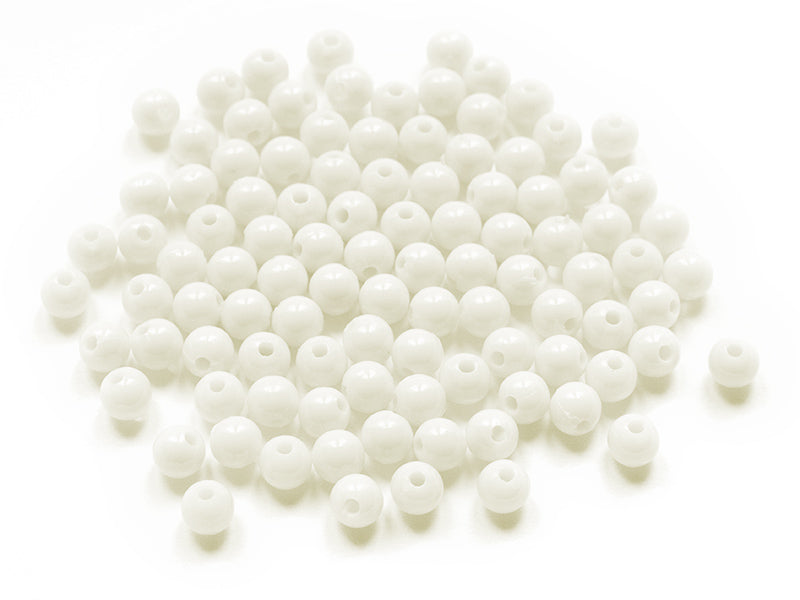 Achat 100 perles en plastique rondes 6 mm - blanc