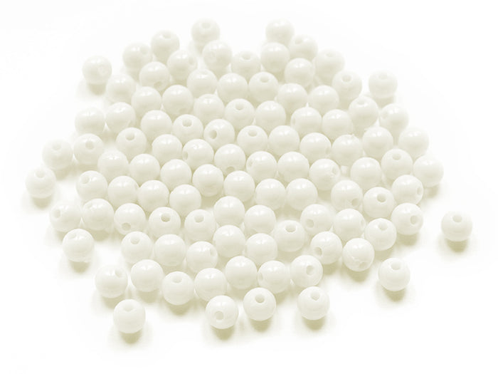 Achat 100 perles en plastique rondes 6 mm - blanc