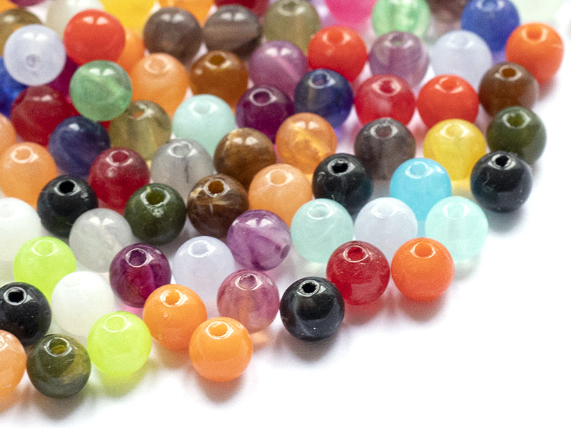 achat 100 perles en plastique rondes 6 mm - imitation perles naturelles