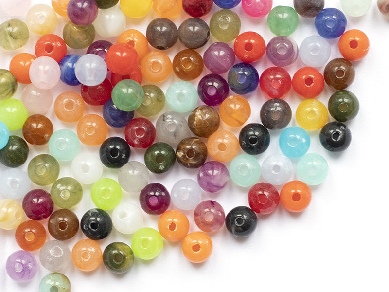 achat 100 perles en plastique rondes 6 mm - imitation perles naturelles