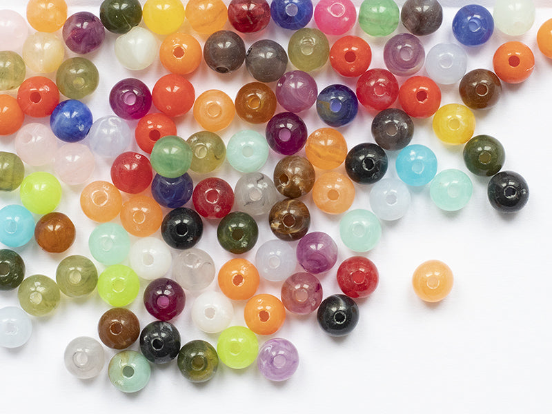 Achat 100 perles en plastique rondes 6 mm - imitation perles naturelles