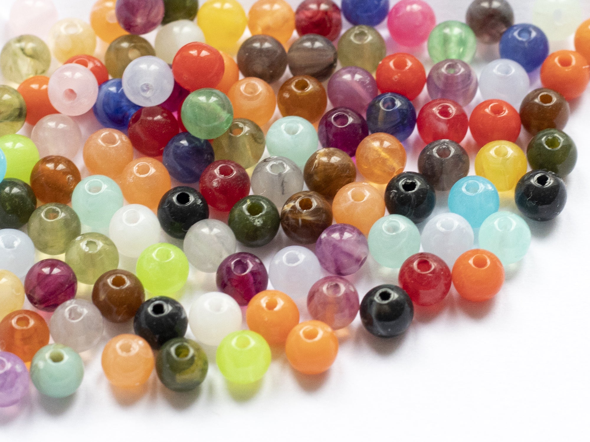 achat 100 perles en plastique rondes 6 mm - imitation perles naturelles