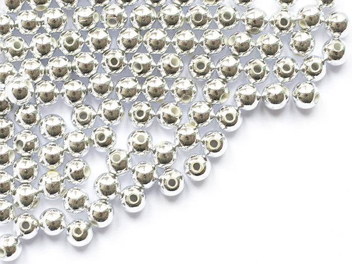 Achat 100 perles en plastique rondes - 6 mm - argenté