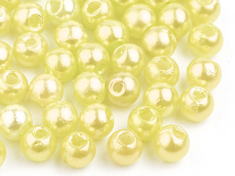 Achat 100 perles en plastique rondes imitation perles de culture - 6 mm - jaune pâle