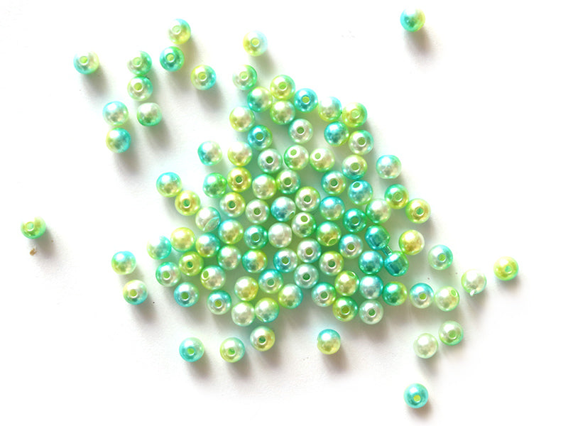 achat 100 perles en plastique rondes imitation perles de culture - 6 mm - dégradé vert d'eau