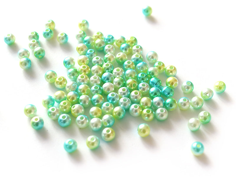 achat 100 perles en plastique rondes imitation perles de culture - 6 mm - dégradé vert d'eau