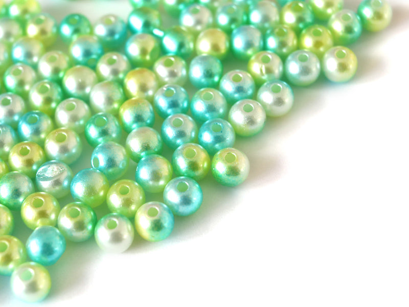 achat 100 perles en plastique rondes imitation perles de culture - 6 mm - dégradé vert d'eau