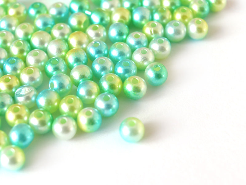 Achat 100 perles en plastique rondes imitation perles de culture - 6 mm - dégradé vert d'eau