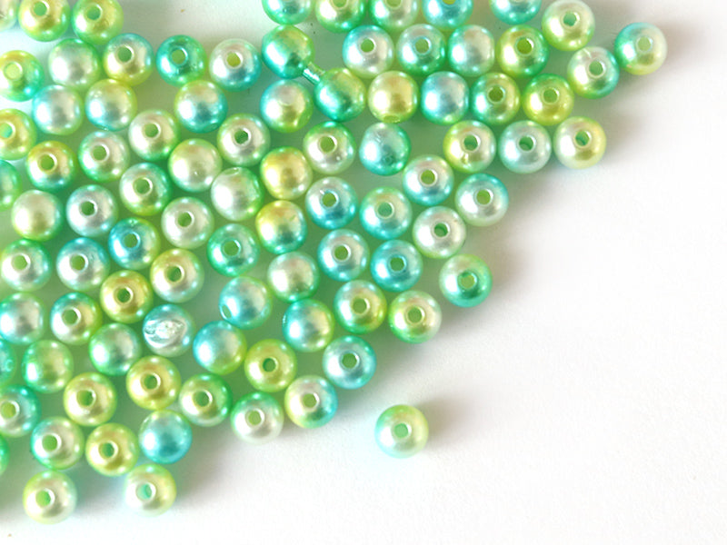 achat 100 perles en plastique rondes imitation perles de culture - 6 mm - dégradé vert d'eau
