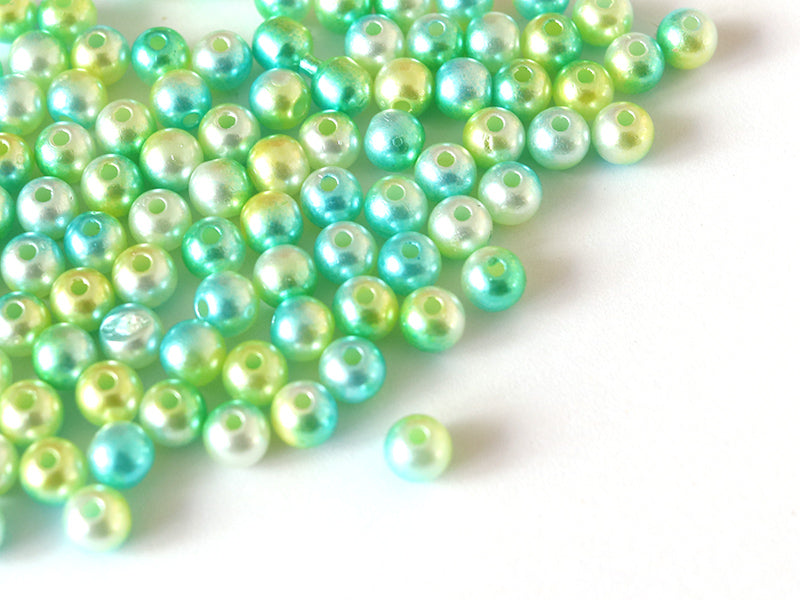 achat 100 perles en plastique rondes imitation perles de culture - 6 mm - dégradé vert d'eau