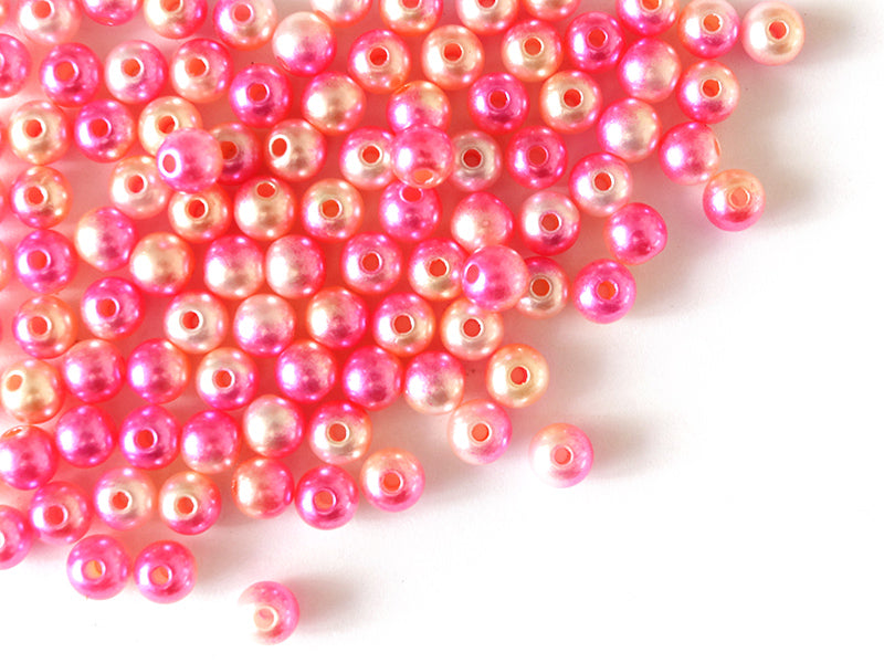 Achat 100 perles en plastique rondes imitation perles de culture - 6 mm - dégradé rose