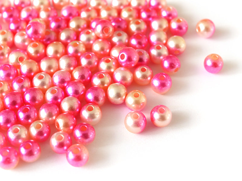 achat 100 perles en plastique rondes imitation perles de culture - 6 mm - dégradé rose