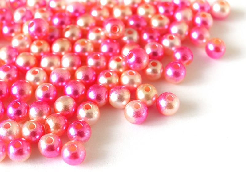 achat 100 perles en plastique rondes imitation perles de culture - 6 mm - dégradé rose
