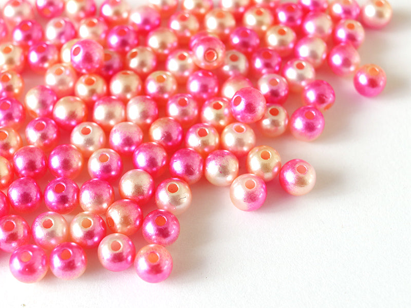 achat 100 perles en plastique rondes imitation perles de culture - 6 mm - dégradé rose