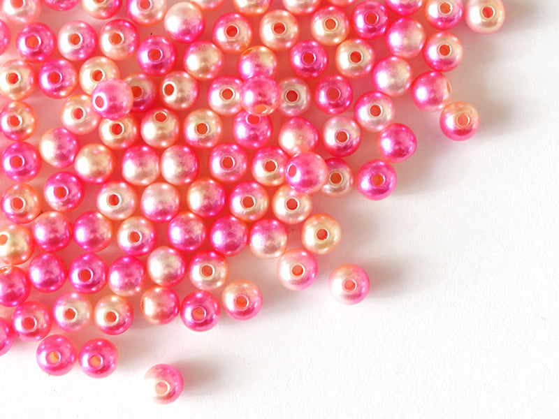 achat 100 perles en plastique rondes imitation perles de culture - 6 mm - dégradé rose