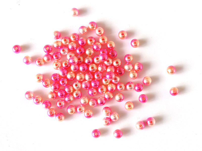 achat 100 perles en plastique rondes imitation perles de culture - 6 mm - dégradé rose