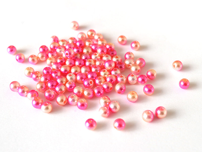 achat 100 perles en plastique rondes imitation perles de culture - 6 mm - dégradé rose